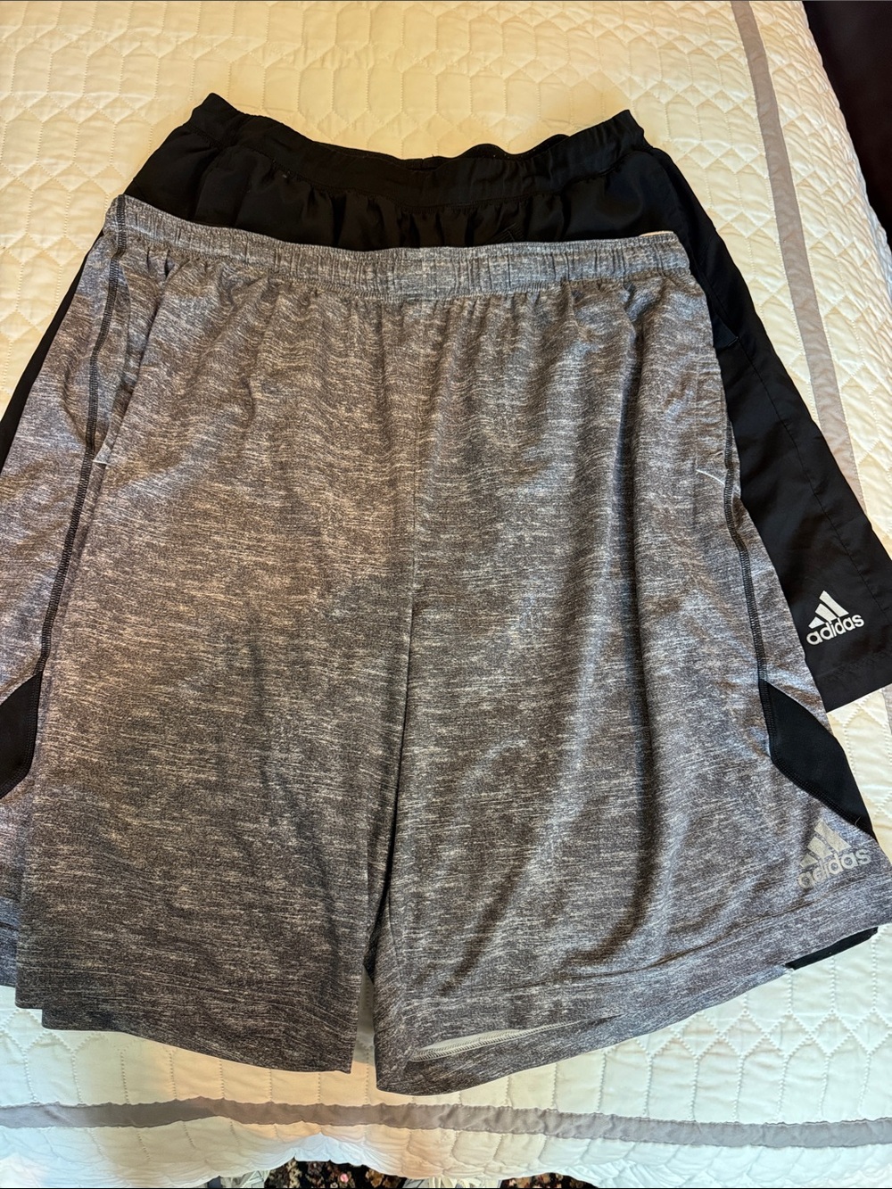 adidas Men's Black and Heather Gray Athletic Shorts Duo